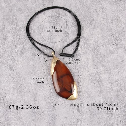 Leather Necklace for Women Large Pendant Hippie Choker Necklace Vintage Sweater Necklace Chunky Boho Necklaces for Women - style: Indian Leather Necklace