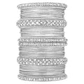 Aheli Ethnic Colorful Metal Bangles Chudha Set Stone Studded Bangle Set Indian Wedding Wear Fashion Jewelry Gift for Women Blue - color: Silver