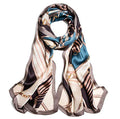 ANDANTINO 100% Silk Long Scarf-Women Large Oblong Shawls with Gift Packed - color: Cream&blue Belts