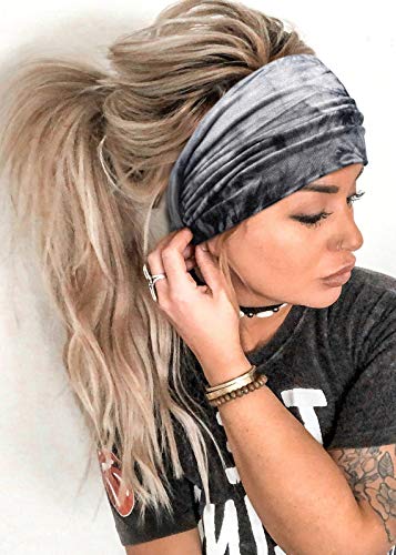 Tobeffect Headbands for Women African Wide Tie Dye Knotted Hairbands Workout Yoga Sport Head Wraps Hair Accessories 6 Packs - color: Headbands 4