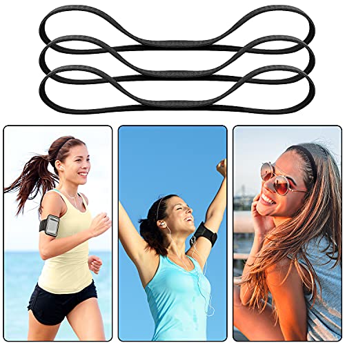 Duufin 20 Pieces Elastic Headbands Non Slip Sport Headband Black Workout Headband Sweatband Fashion Yoga, Running Elastic Sports Headbands for Women, Men and Girls - color: Black