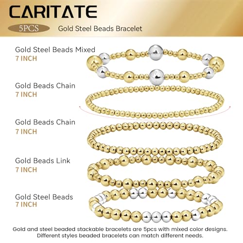 Gold Beaded Bracelets for Women: 14K Gold Bracelets for Women Trendy Dainty Gold Ball Bracelet Stack for Womens - Boho Stretch Bracelets Jewelry Sets with Cross Fashion Accessories Gifts for Women - style: Silver Bead
