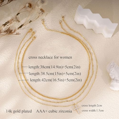 XIXINI Layered Necklaces for Women, Dainty Gold Necklace Stack 14k Gold Plated Layering Beads Choker Pendant Necklace Set Simple Statement Gold Necklaces for Women Trendy Fashion Gold Jewelry Sets - color: 3 cross layered necklaces-Gold