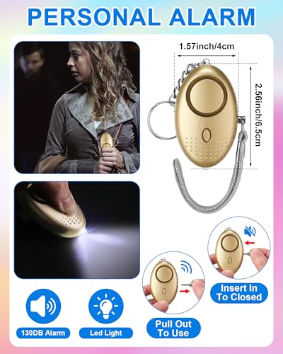 Kanayu 60 Pcs Safety Keychain Set for Women Safe Sound Personal Alarms Emergency Whistles Lipstick Holder Keychains Pom Poms Keychains Metal Lobster Claw Clasps with Key Rings Hiking Outdoors Gifts