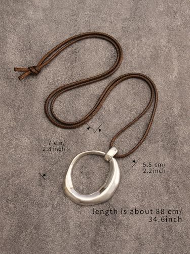 JAOYU Bohemian Necklaces for Women Leather Necklace Wood Pendant Choker Long Brown Necklace Chunky Circle Boho Hippie Jewelry - style: Chunky Boho Necklace