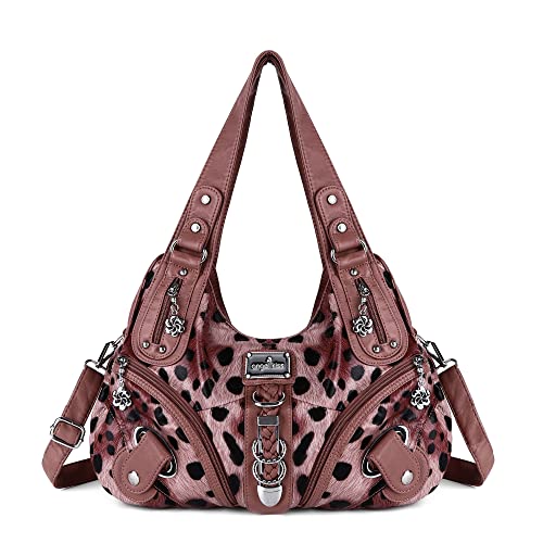 Angelkiss Hobo Purses and handbags for Women Satchel Handbag Women Purses Large Daily Shoulder Bags | Purses - color: Leopard Pink