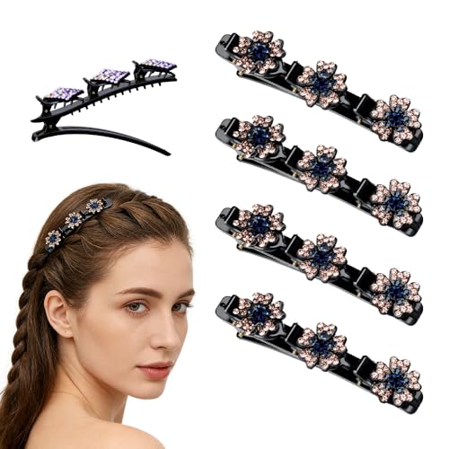 Sparkling Crystal Stone Braided Hair Clips, 2026 New Rhinestone Hair Clips Hair Braid Clips, Girls/Women Hair Accessories for Styling Sectioning (19#) - color: 19#