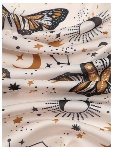 SweatyRocks Women's Printed Satin Hair Scarf Neckerchief Square Scarf Bandanas Head Wraps - color: Multicolor Butterfly