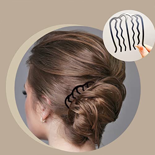 8 Piece Hair Side Combs Metal Hair Fork Clip with Teeth Hair Pin Stick for Updo Bun, U Shape Hair Combs Hair Tool for Vintage Hairstyle Hair Accessories, Black (4 Size) - color: Black in 4 styles