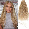 Goddess Locs Crochet Hair 7 Packs Bohemian Faux Locs Pre-Looped Braids, Boho Goddess Soft Locs Crochet Hair with Curly Ends Hair Extensions for Women (27/613, 24 Inch) - color: 27/613, size: 24 Inch