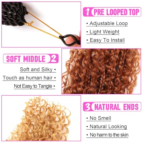 Goddess Boho Box Braids Crochet Hair-8 Packs 14 Inch Crochet Box Braids for Black Women Pre Looped (1B/30/27, 14 Inch (Pack of 8)) - color: 1B/30/27, size: 14 Inch (Pack of 8)