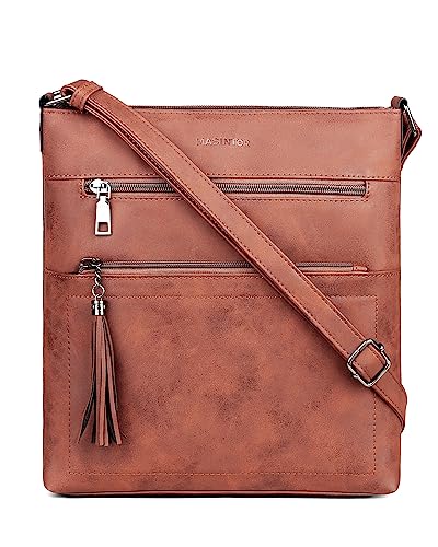 MASINTOR Crossbody Purses for Women, Multi Pocket Casual Crossbody Bag, Adjustable Strap Shoulder Bag with Tassel - color: Retro Red Coffee