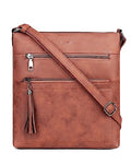 MASINTOR Crossbody Purses for Women, Multi Pocket Casual Crossbody Bag, Adjustable Strap Shoulder Bag with Tassel - color: Retro Red Coffee