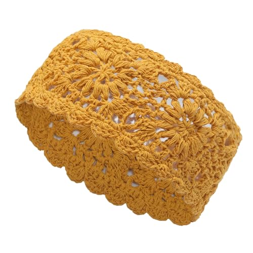 ZLYC Women Headband Handmade Crochet Knit Boho Flower Hair Bands (Crochet Yellow) - color: Crochet Yellow
