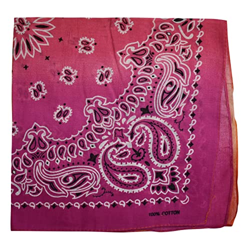 NYFASHION101 Unisex Double Sided Print Paisley Cotton Bandana Head Wrap Scarf - color: Fuchsia Fade