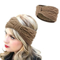 DRESHOW Crochet Ear Warmer Headband Soft Knit Chunky Turban Stretch Thick Headbands Warmer Fuzzy Head Wrap for Women - color: 1 Pc Double Twist: Khaki