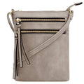 DELUXITY Crossbody Purse Bag Shoulder Bag Multi Pocket Zipper Purse - color: Taupe