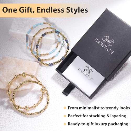 Gold Beaded Bracelets for Women: 14K Gold Bracelets for Women Trendy Dainty Gold Ball Bracelet Stack for Womens - Boho Stretch Bracelets Jewelry Sets with Cross Fashion Accessories Gifts for Women - style: Pearl