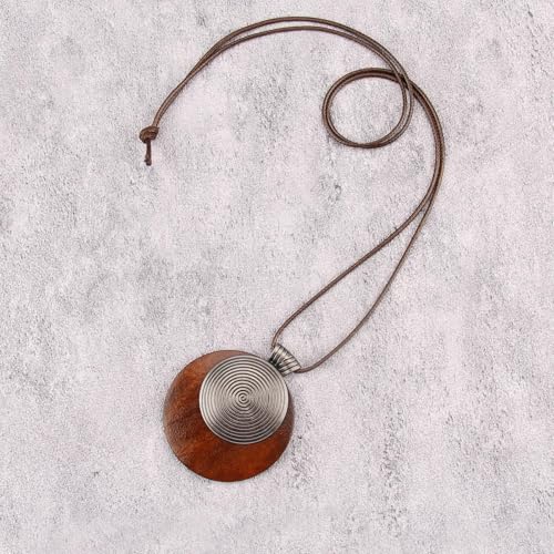 Bohemian Necklaces for Women Long Leather Necklace with Large Pendant Chunky Boho Hippie Jewelry Pendant Chocker Necklace - style: Boho Necklaces