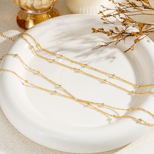 CHESKY Waist Beads for Women, Dainty 14k Gold Plated Waist Chain Beach Accessories Cute Belly Chain Body Chain Gold Chain Belts for Women Summer Beach Jewelry for Womens Gifts Rave Outfits for Womens - style: wave waist beads