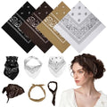 PLULON Bandanas for Men Women 4/12/24/30 Pack, Paisley Pattern Bandana Bulk Headbands Handkerchief Face Mask 100% Polyester - color: Black, Khaki, Coffee, White
