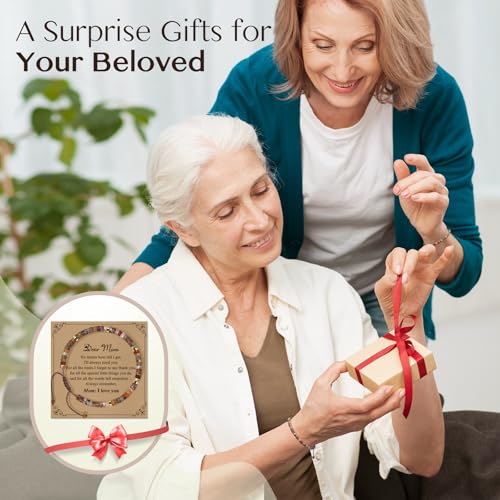 Inspirational Gifts Bracelets for Women: Mothers Day Birthday Gifts for Mom Women Friends Sister - Healing Natural Stone Beads Bracelets Thinking of you Get Well Soon Gift for Women - color: A-P JASPER STONE-MOM