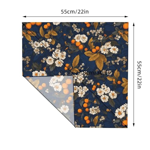 Head Scarf Hair Neck Scarves for Women Fashion Silk Satin Purse Bag Scarfs Handbags Bandana Neckerchief - color: Black Blue Floral Flower