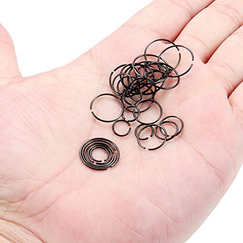 Ruifan 6-30PCS Non Pierced Stainless Steel Clip on Closure Round Ring Fake Nose Lip Helix Cartilage Tragus Ear Hoop Earrings Jewelry 20G - color: 30PCS - Black