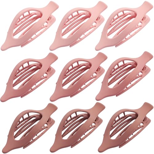 9 Pack Flat Hair Clips for Women, Matte Claw Clips for Thick & Thin Hair (Pink) - color: Pink-Regular