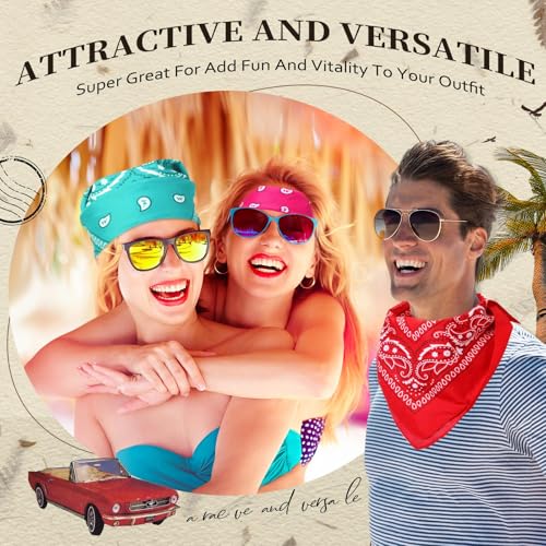 Suhine 24 Pcs Bandanas Bulk for Women Men 22 x 22 Inch Paisley Outdoor Headband Cowboy Handkerchief Summer - color: 12 Colors B