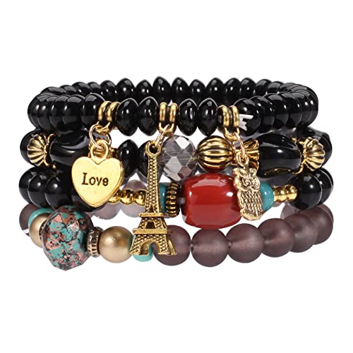 Bracelets Bohe Multilayer Chain Tassel Stackable Charm Stretch Statement Bracelet Set - color: Color3