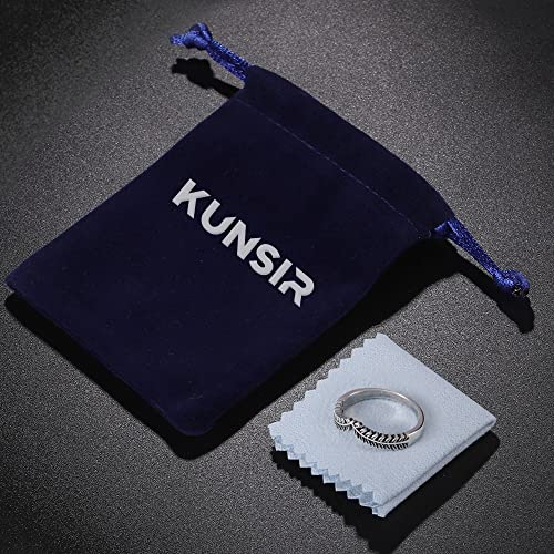 KUNSIR 925 Sterling Silver Rings Classic Cubic Zirconia Eternity Promise Statement Anniversary Wedding Bands Engagement Rings for Women Infinity Forever Love Ring Size 7-9 - style: Wishing bone Ring