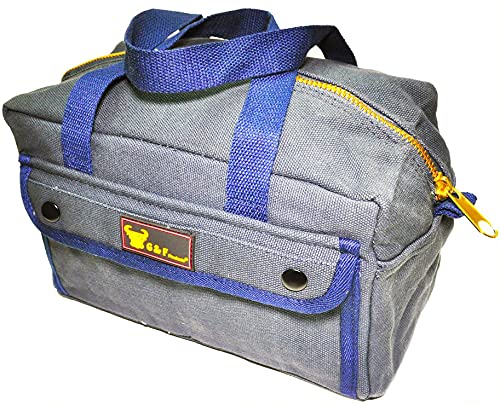 Waxed Canvas All Purpose Military Style Duffle Bag, Water-Resistant, Adjustable Strap, Fully Lined, Double Zipper Closure, heavy Duty, Olive Green - color: Navy Blue (11 inch x 7 inch x 6 inch)
