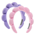 Spa Facial Headbands Combo Pack - 2 Terry Cloth Makeup Headbands for Face Washing, Masks, and Skin Treatments (Pink + Purple) - color: Pink + Purple