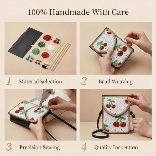 Small Crossbody Bags for Women Designer Cell Phone Bag Boho Shoulder Wallet Purse - color: Cherry White