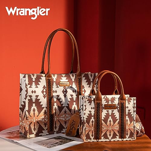 Wrangler Tote Bag for Women Western Purse and Aztec Satchel Handbag - color: Angel Diamond Camel
