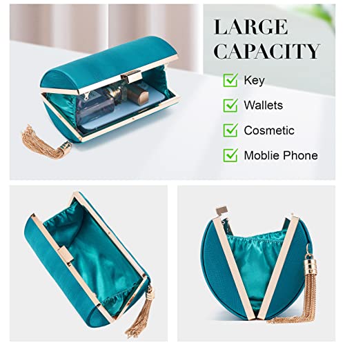 Women Clutch Bag Evening bag Fringed Evening Handbag,Lady Party Wedding Clutch Purse Chain Shoulder Cross Body Bag - color: Lake Blue