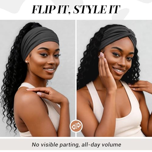 Wide Headbands for Women's Hair, 4 Pcs Hair bands – Vintage Turban Elastic Head Bands Adult Women Soft Head Wraps Knotted for Yoga & Workout – Summer Fashion Hair Accessories (gray) - color: gray