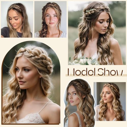 CJL HAIR 2PCs Braided Headbands Hair Piece for Women Synthetic Hair Hoops Head Bands Handmade Braid Hairband Accessories Elastic Stretch Headwrap Dark Brown - color: 2PCS-Dark Brown