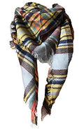 Wander Agio Womens Warm Long Shawl Winter Wraps Large Scarves Knit Cashmere Feel Plaid Triangle Scarf - color: Beige Grey 21