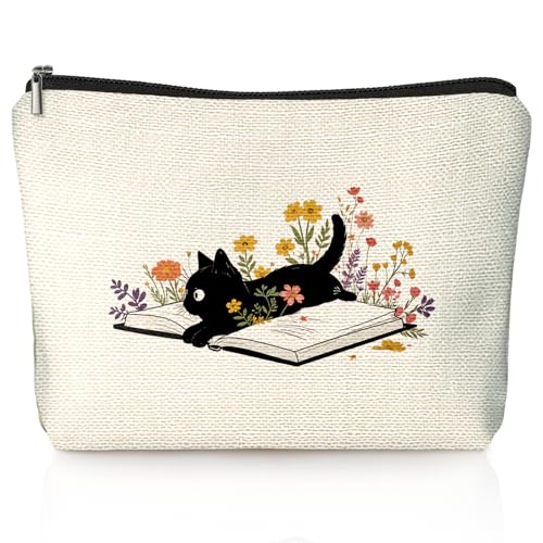Cute Black Cat Flowers Make Up Bags for Women, Toiletry Bags, Make Up Travel Bag Organizer, Cute Black Cat Gifts for Women & Teen Girls, Cats Gifts Lovers - color: 02-Cat(03)