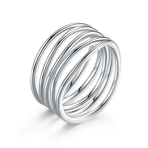 Barzel 18K Gold Plated Statement Ring For Women, Trendy Statement Ring, Sizes 5-10 - Made in Brazil - color: Rhodium