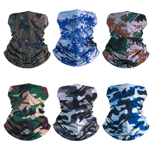 6-Pack Balaclava Face Mask for Men & Women - UV Protection Neck Gaiter, Multi-Use Cycling Mask & Breathable Headband - color: Mixed Color