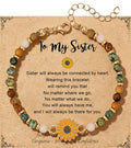 Sunflower Gifts for Women, Gifts for Women Bracelet, Symbol of Positivity Strength and Love, Inspirational Sunshine Jewelry, Birthday Christmas Thank You Gift, Friends Daughter Coworkers - style: Sister