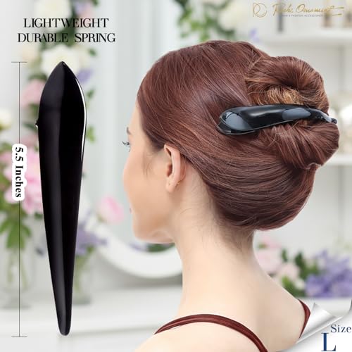 RC ROCHE 6 Pcs Duck Bill Alligator Hair Clips for Women Sectioning Flat Claw Long Thick Hair Inner Teeth Curved Styling Jaw Strong Secure Grip Salon, Large Black - color: (Large) Black