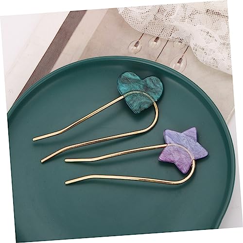 Mikinona 2Pcs Star Heart Hair Sticks for Women Stylish Hair Forks with Unique Design Smooth Surface for Gentle Grip for All Hair for Elegant Hairstyles