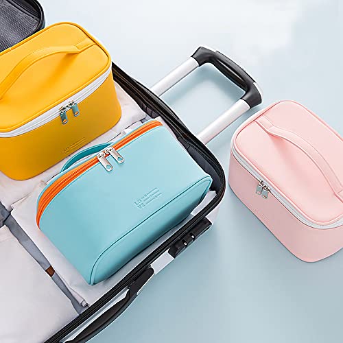 Meiyuuo Makeup Bag Large Cosmetic Bags for Women Girls Cute Travel Zipper Pouch Toiletry Organizer for Beauty Essentials Waterproof (Cyan Blue) - color: Cyan Blue