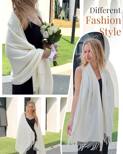 FURTALK Pashmina Shawl Wraps for Women Evening Dresses Blanket Scarves Fashion Scarf Wedding Gifts - color: 03-cream