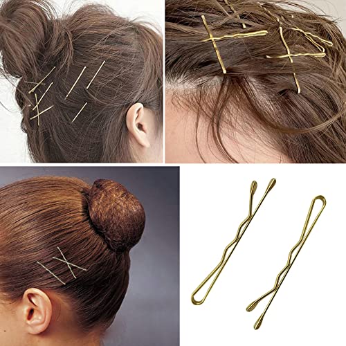 220 Count Mini Wavy 1.38 Inch Blonde Bobby Pins, YINGFENG Small Gold Hair Clips with Storage Box for Updos, Metal Hair Clips for Kids, Girls and Women, Suitable for All Hair Types - color: Gold（1.38inch）
