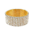 Zealmer Sparkle Multicolor Rhinestone Stackable Stretch Bracelets for Women - color: 7 Row Gold Bracelet